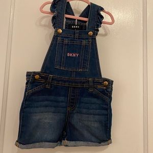 DKNY toddler girl denim short overalls size 4t